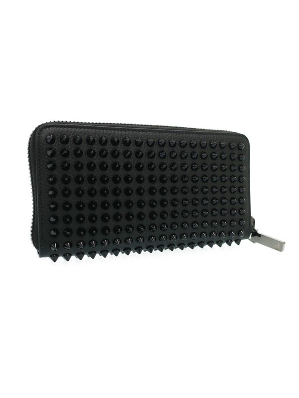 Christian Louboutin Round Wallet Long Panettone Studded Zipper Black